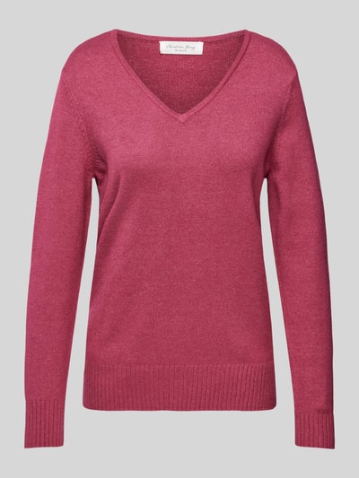 Peek & Cloppenburg Christian Berg WomanStrickpullover Mit Abgerundetem V-Ausschnitt In Fuchsia Melange