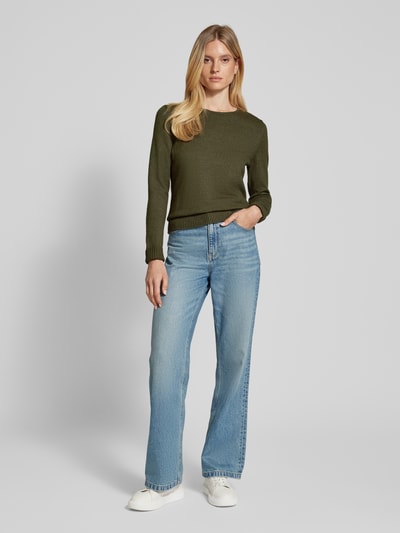 Peek & Cloppenburg Christian Berg WomanStrickpullover mit gerippten Abschlüssen in oliv melange