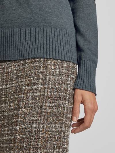 Peek & Cloppenburg Christian Berg WomanStrickpullover Mit Gerippten Abschlüssen In Mittelgrau Melange
