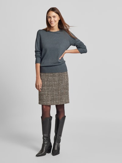 Peek & Cloppenburg Christian Berg WomanStrickpullover mit gerippten Abschlüssen in mittelgrau melange