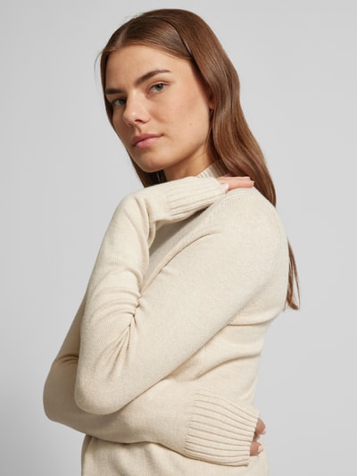 Peek & Cloppenburg Christian Berg WomanStrickpullover Mit Gerippten Abschlüssen In Beige Melange