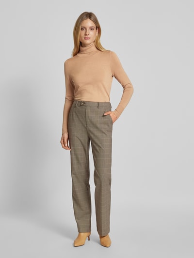 Peek & Cloppenburg Christian Berg WomanStrickpullover mit gerippten Abschlüssen in camel melange