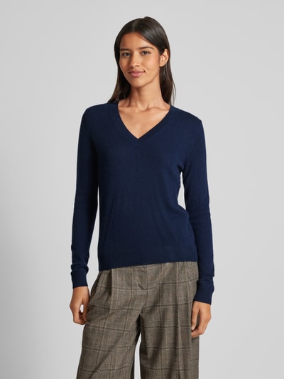 Peek & Cloppenburg Christian Berg WomanStrickpullover Mit Gerippten Abschlüssen In Dunkelblau