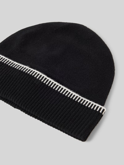 Peek & Cloppenburg Christian Berg WomanWollbeanie Mit Umschlag In Ripp-Optik In Black