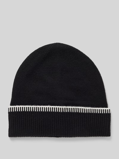 Peek & Cloppenburg Christian Berg WomanWollbeanie mit Umschlag in Ripp-Optik in black