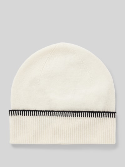 Peek & Cloppenburg Christian Berg WomanWollbeanie mit Umschlag in Ripp-Optik in offwhite