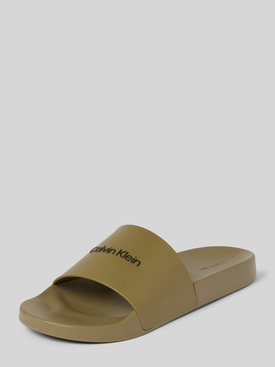 Peek & Cloppenburg CK Calvin KleinSlides mit Label-Schriftzug Modell 'POOL SLIDE' in oliv