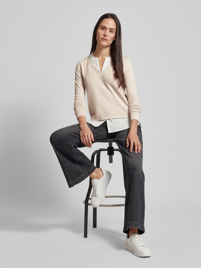 Peek & Cloppenburg commaStrickpullover im Double-Layer-Look in sand