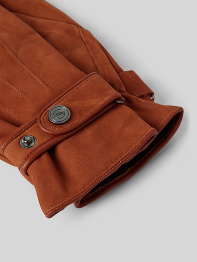Peek & Cloppenburg EEMHandschuhe Aus Rindsnubuk Mit Ziernähten In Cognac