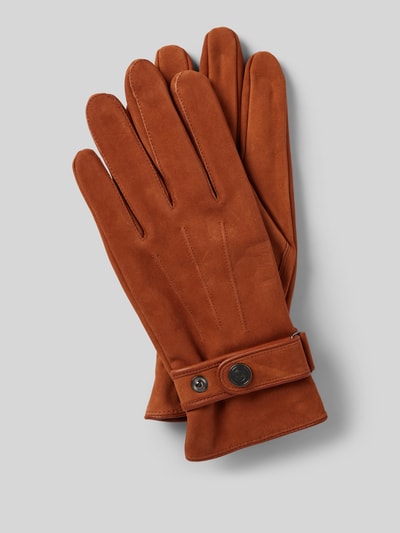 Peek & Cloppenburg EEMHandschuhe aus Rindsnubuk mit Ziernähten in cognac
