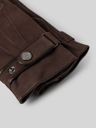 Peek & Cloppenburg EEMHandschuhe Aus Rindsnubuk Mit Ziernähten In Dunkelbraun
