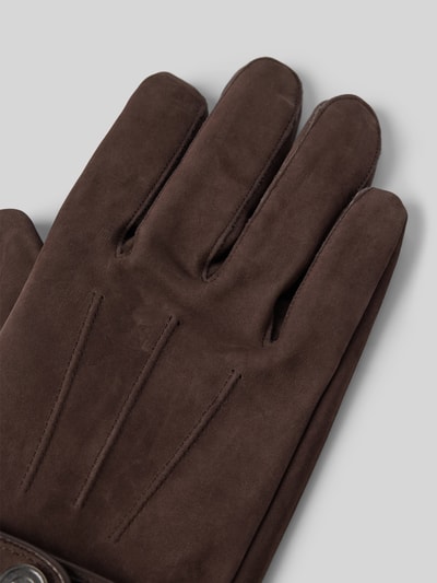 Peek & Cloppenburg EEMHandschuhe Aus Rindsnubuk Mit Ziernähten In Dunkelbraun