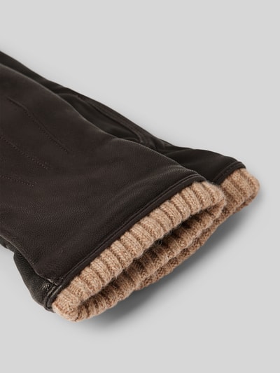 Peek & Cloppenburg EEMHandschuhe Aus Ziegenleder Mit Ziernähten In Mittelbraun