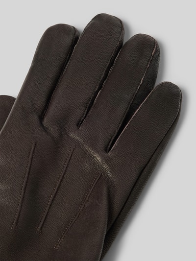Peek & Cloppenburg EEMHandschuhe Aus Ziegenleder Mit Ziernähten In Mittelbraun