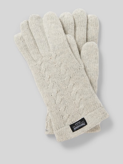 Peek & Cloppenburg EEMWollhandschuhe mit Label-Patch in taupe
