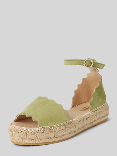 Peek & Cloppenburg EspadrijSandalen aus Leder mit Dornschließe Modell 'LYON' in lind