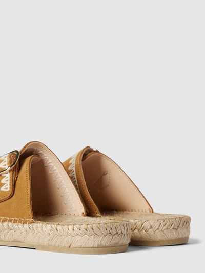 Peek & Cloppenburg EspadrijSlides Aus Leder Mit Verstellbaren Riemen In Cognac