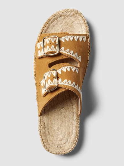 Peek & Cloppenburg EspadrijSlides Aus Leder Mit Verstellbaren Riemen In Cognac