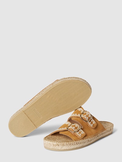 Peek & Cloppenburg EspadrijSlides Aus Leder Mit Verstellbaren Riemen In Cognac