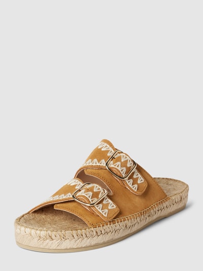 Peek & Cloppenburg EspadrijSlides Aus Leder Mit Verstellbaren Riemen In Cognac