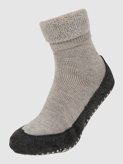 Peek & Cloppenburg FalkeSocken mit elastischem Rippenbündchen Modell 'COSYSHOES' in hellgrau melange