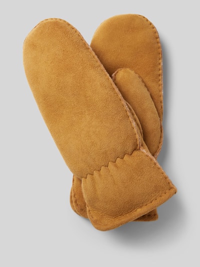 Peek & Cloppenburg FI.NELederfäustlinge mit Ziernaht in cognac