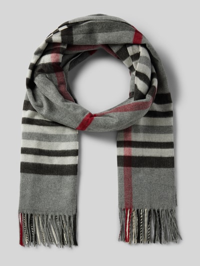 Peek & Cloppenburg FraasSchal mit Fransen Modell 'Cashmink Karo' in mittelgrau