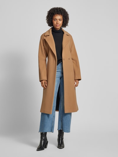 Peek & Cloppenburg Fuchs SchmittWollmantel mit Bindegürtel und Reverskragen in camel