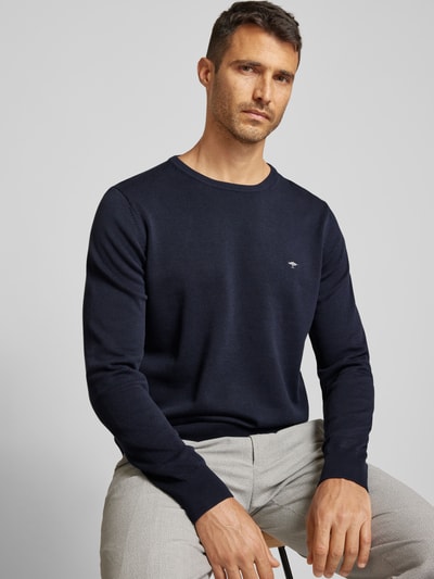 Peek & Cloppenburg Fynch-HattonStrickpullover Mit Label-Stitching Modell 'Superfine' In Marine