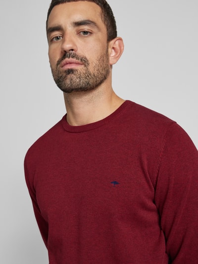 Peek & Cloppenburg Fynch-HattonStrickpullover Mit Logo-Stitching In Bordeaux