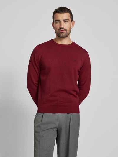 Peek & Cloppenburg Fynch-HattonStrickpullover Mit Logo-Stitching In Bordeaux