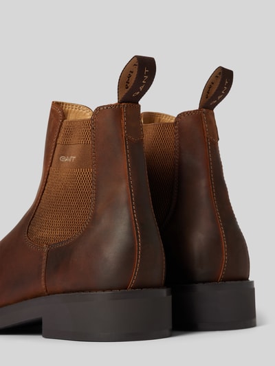 Peek & Cloppenburg GantChelsea Boots Aus Leder Mit Label-Detail Modell 'Prepdale' In Mittelbraun