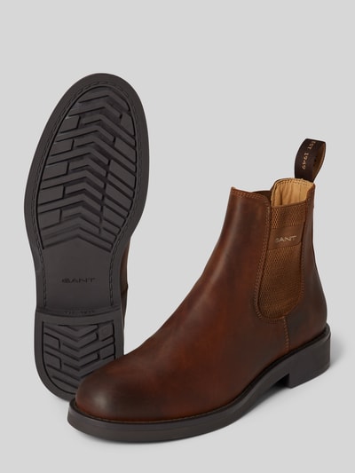Peek & Cloppenburg GantChelsea Boots Aus Leder Mit Label-Detail Modell 'Prepdale' In Mittelbraun