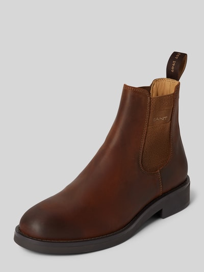 Peek & Cloppenburg GantChelsea Boots aus Leder mit Label-Detail Modell 'Prepdale' in mittelbraun