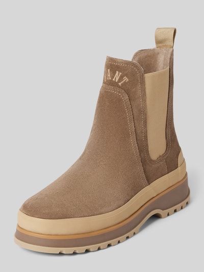 Peek & Cloppenburg GantChelsea Boots aus Leder mit Label-Schriftzug Modell 'Wintly' in beige