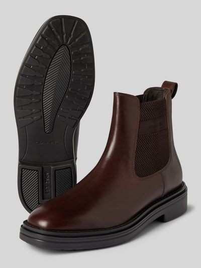 Peek & Cloppenburg GantChelsea Boots Aus Leder Mit Label-Stitching Modell 'Boggar' In Dunkelbraun