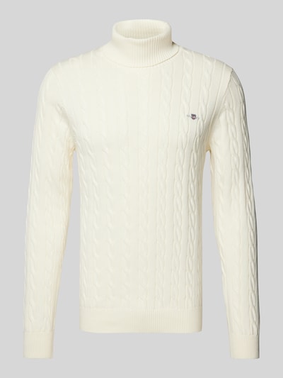 Peek & Cloppenburg GantRollkragenpullover Mit Label-Stitching In Offwhite
