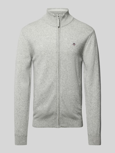 Peek & Cloppenburg GantStrickjacke Mit Reißverschluss In Mittelgrau Melange