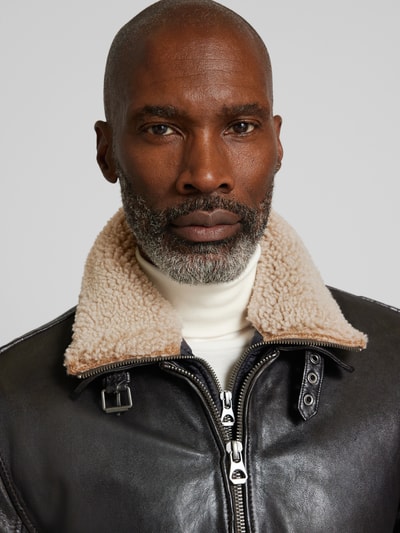 Peek & Cloppenburg GipsyLederjacke Mit Stehkragen Modell 'SELWIN' In Dunkelbraun