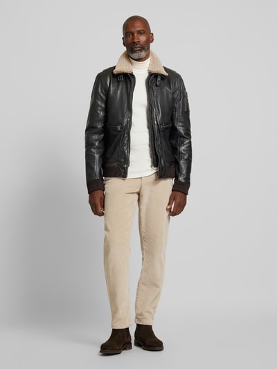 Peek & Cloppenburg GipsyLederjacke mit Stehkragen Modell 'SELWIN' in dunkelbraun