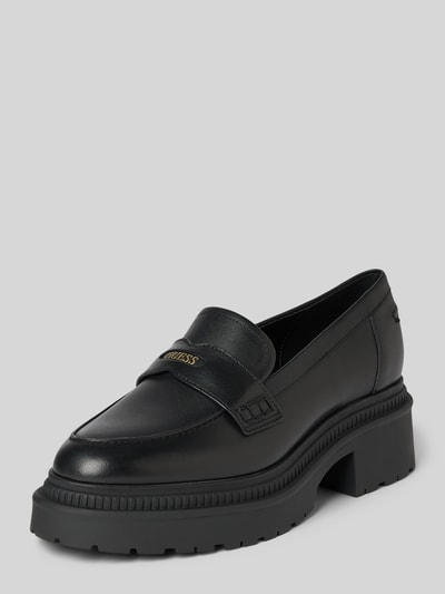 Peek & Cloppenburg GuessLoafer aus reinem Leder mit Label-Details Modell 'FINDA' in black