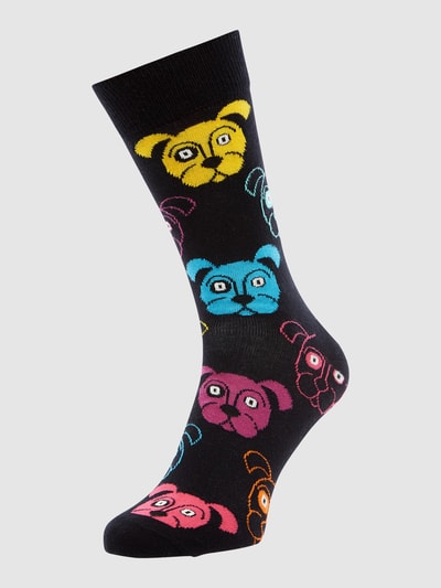 Peek & Cloppenburg Happy SocksSocken mit Allover-Druck Modell 'DOG' in black