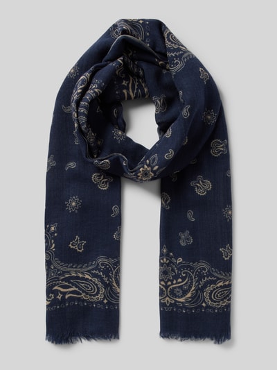 Peek & Cloppenburg HartfordSchal aus Wolle mit Fransen Modell 'Bandana' in blau