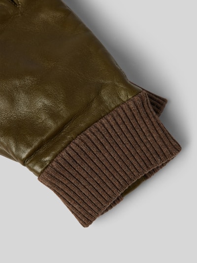 Peek & Cloppenburg HestraLederhandschuhe Mit Gerippten Abschlüssen Modell 'Fredrik' In Oliv