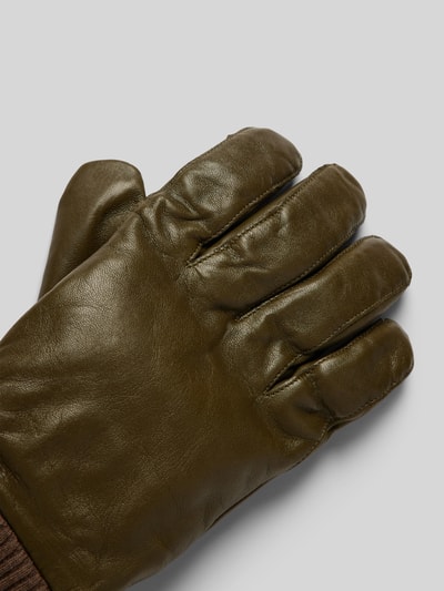 Peek & Cloppenburg HestraLederhandschuhe Mit Gerippten Abschlüssen Modell 'Fredrik' In Oliv