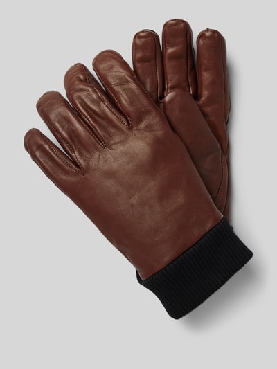 Peek & Cloppenburg HestraLederhandschuhe mit gerippten Abschlüssen Modell 'Fredrik' in camel