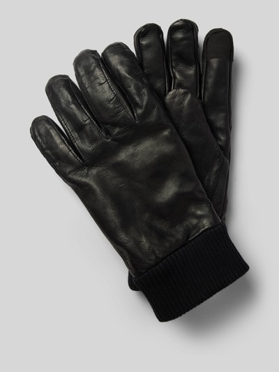 Peek & Cloppenburg HestraLederhandschuhe mit gerippten Abschlüssen Modell 'Fredrik' in black