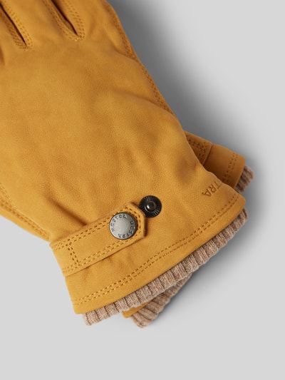 Peek & Cloppenburg HestraLederhandschuhe Mit Label-Prägung Modell 'Bergvik' In Beige