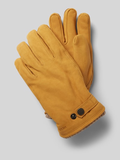 Peek & Cloppenburg HestraLederhandschuhe mit Label-Prägung Modell 'Bergvik' in beige