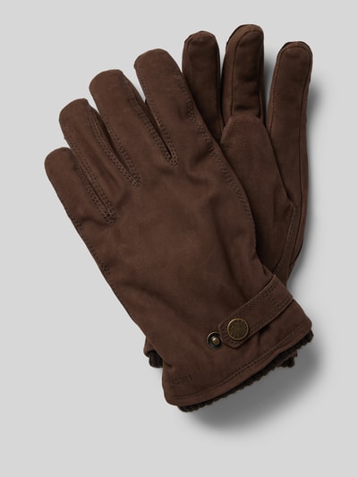 Peek & Cloppenburg HestraLederhandschuhe mit Label-Prägung Modell 'Bergvik' in hellbraun